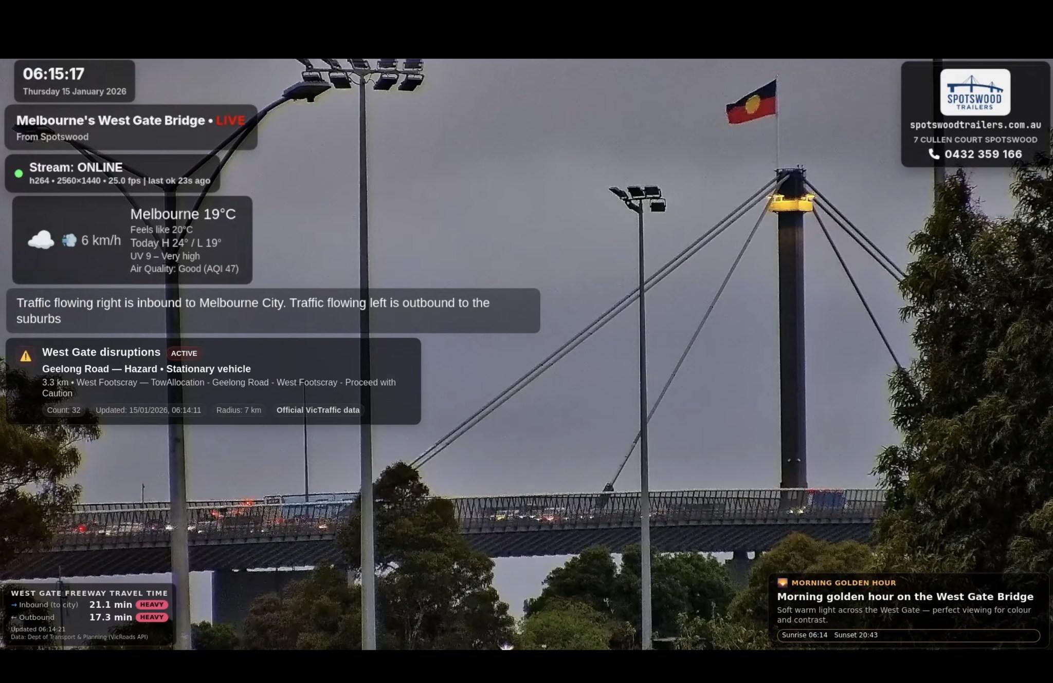 West Gate Bridge at Dawn, 2026-01-14 08:05