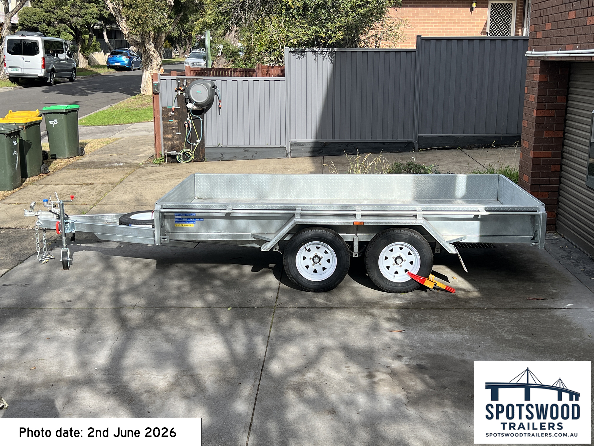12x6 galvanised flat-top trailer side view - Spotswood Trailers - The Deckhand