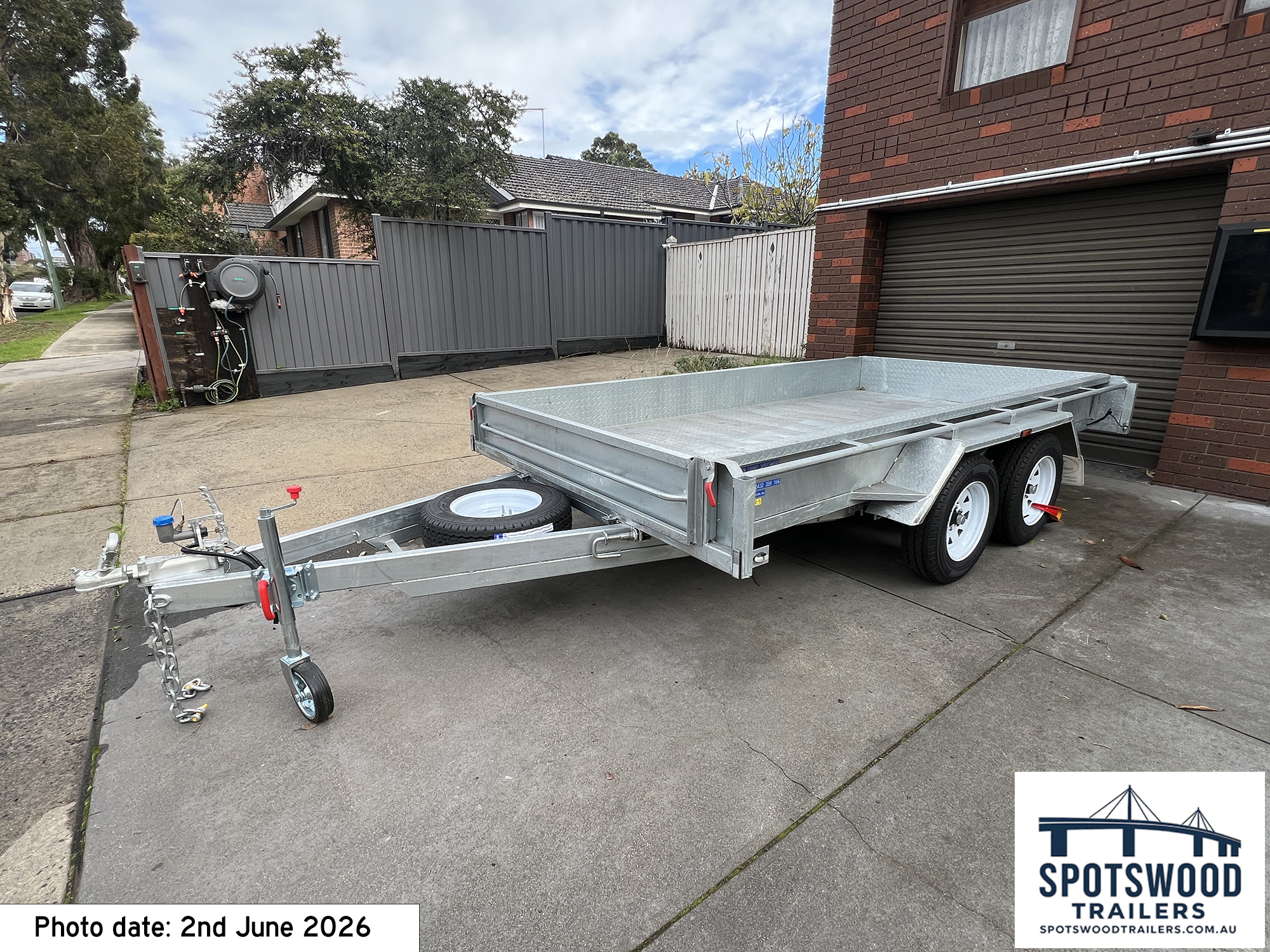 12x6 galvanised flat-top trailer side view - Spotswood Trailers - The Deckhand